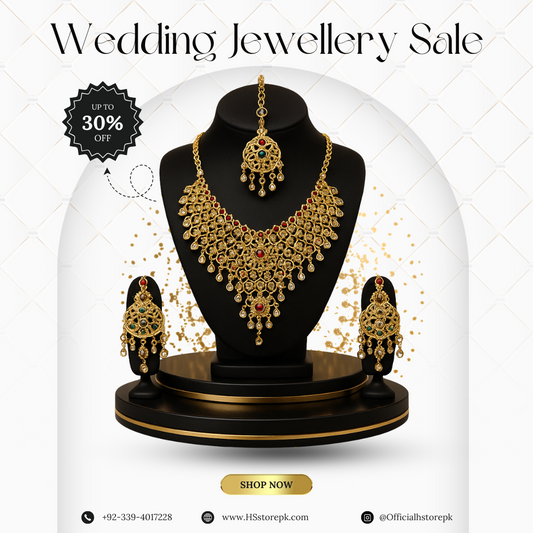 Gold-Plated Traditional Jewelry Set – Elegant Jhumkay & Maang Tikka Included