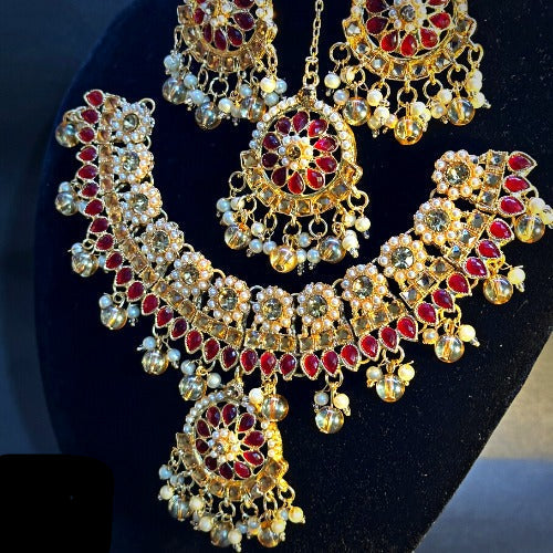 Fancy Full jewelry set Neckless, Ear Rings With Tika For Girls and Women