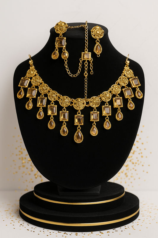 Kundan Bridal Jewelry Set with Jhumkay & Tikka – Perfect for Weddings