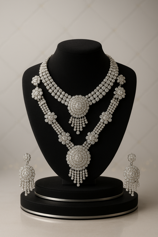 Luxury Ethnic Jewelry Set with Long Necklace & Statement Jhumkay