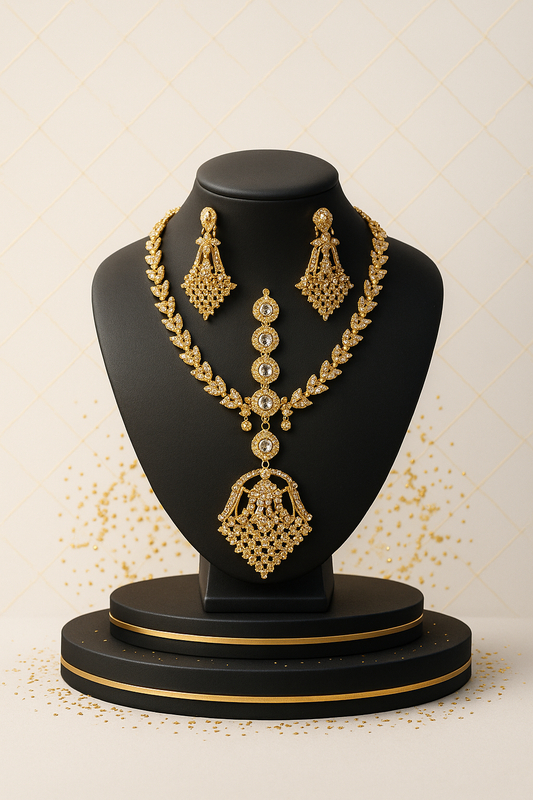 Elegant Kundan Jewelry Set – Necklace with Jhumkay