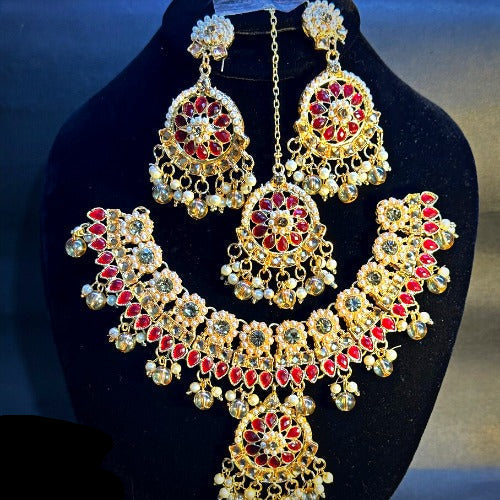 Fancy Full jewelry set Neckless, Ear Rings With Tika For Girls and Women